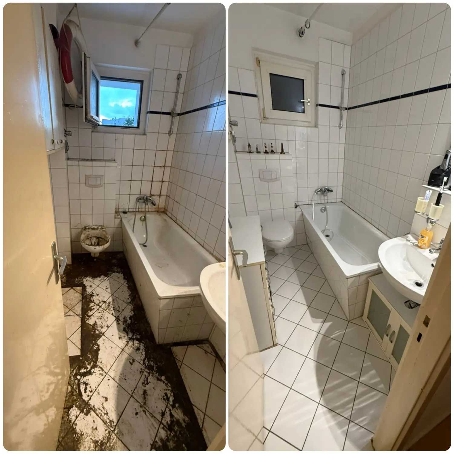 Dragan-Reinigungsservice und mehr, Vorher- und Nachher-Fotos der Ziegelbodenreinigung