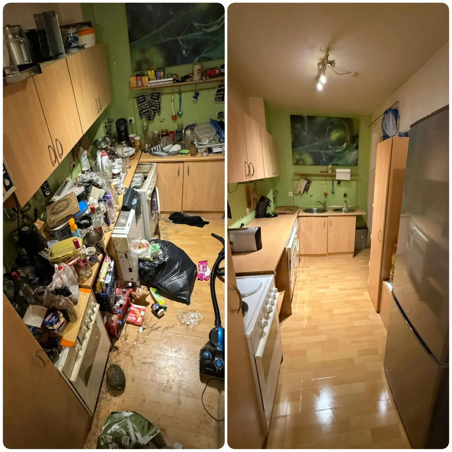 Dragan-Reinigungsservice und mehr, Vorher- und Nachher-Fotos der Ziegelbodenreinigung